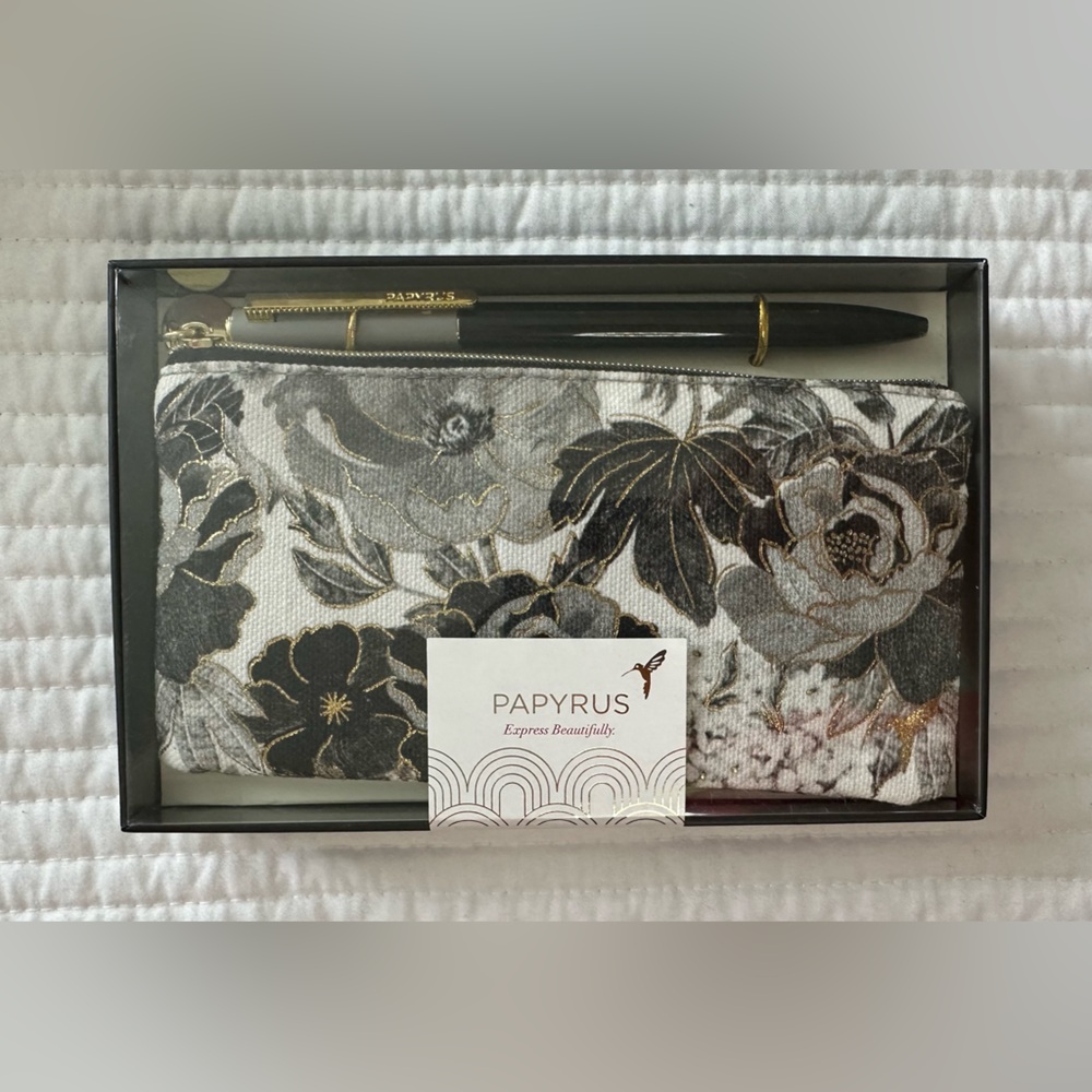 Papyrus Floral Pattern Pouch and Pen Gift Set